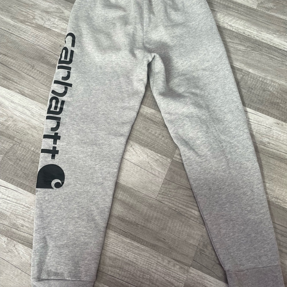 Carhartt Gray Sweatpants with Elastic Waistband and Tapered Leg
